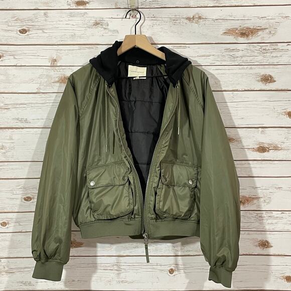 Aeropostale Hooded Bomber Jacket - Green - Large - Picture 16 of 16